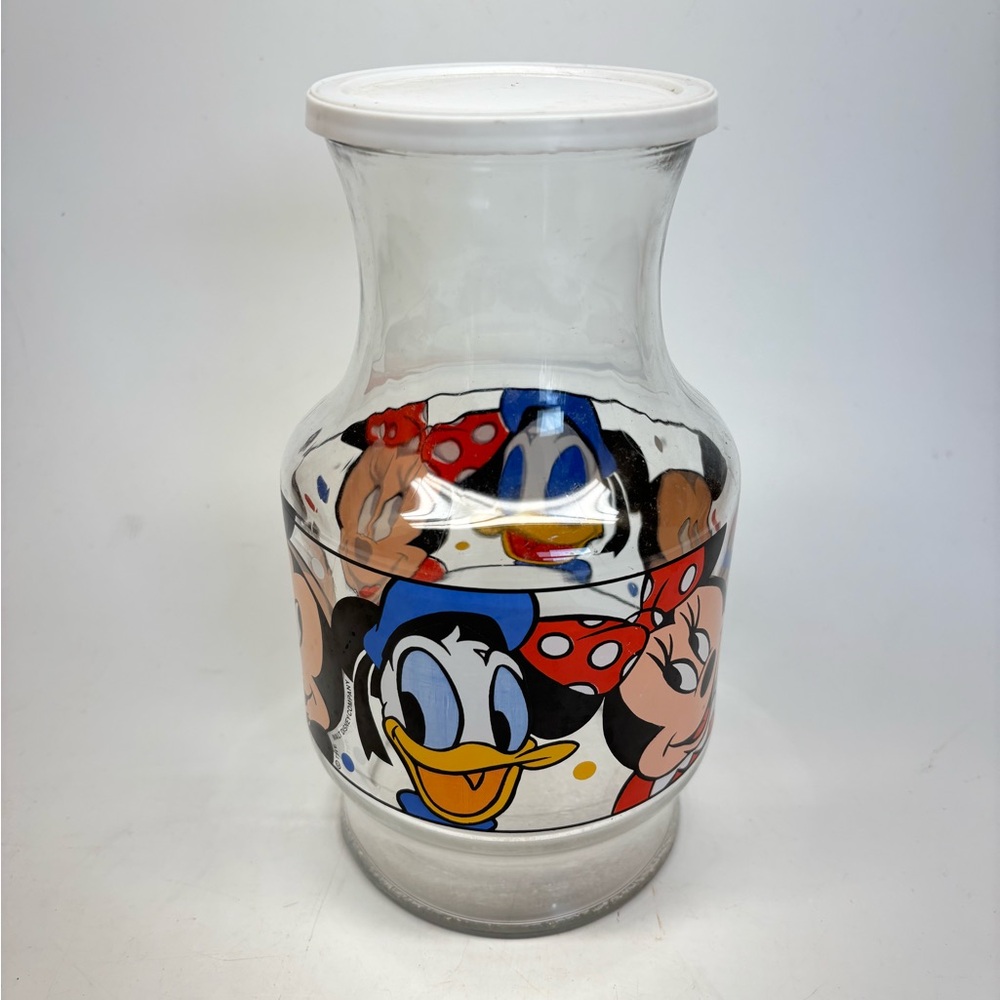 Vintage Disney Mickey Minnie Mouse Donald Duck Juice Carafe 9" Tall With Lid